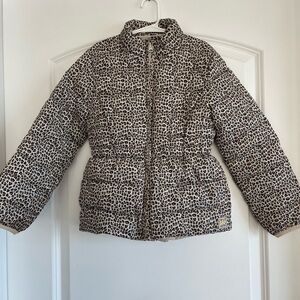 Girls Leopard Print Puffer Jacket. GAP size small